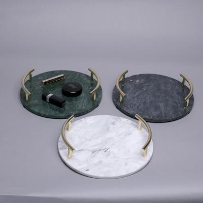 China Home Accessories Jewelry Decoration Marble Restaurant Hotel Marble Serving Tray With Handles Marble Tray for sale