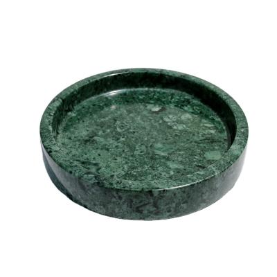 China High Quality Natural Marble Green Round Tray Medieval Style Highend Makeup Display Drinks Dish Decorative Round Piece for sale