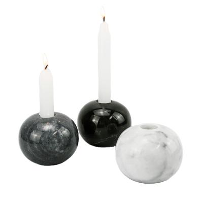 China Scandinavian design decoration home candlestick holder, European style handmade marble globe candlestick for sale