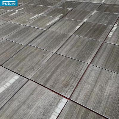 China Modern Gray Wood Grain Marble Natural Stone Slab Floor Tiles Chinese Marble Dining Table Marble Dining Table Set Floor Tiles Background for sale