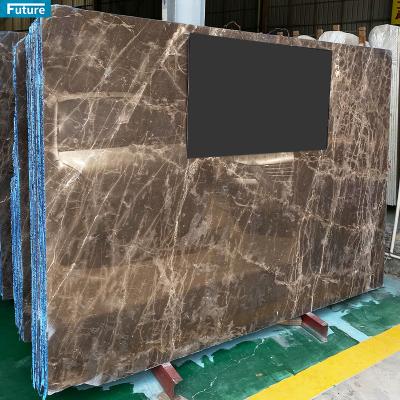 China Modern Elegant Brown Marble Natural Stone Slab Floor Tiles Marble Table Chinese Marble Dining Table Set Floor Tiles Background for sale