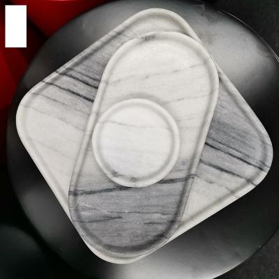 China Sustainable Natural Marble Tray Storage Tray for Desktop Storage Cosmetic Jewelry Perfume Storage for sale