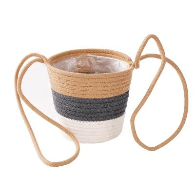 China Customized Foldable Multi-Function Space Saving Layer Cart Portable Soft Rope Cotton Rope Basket for sale