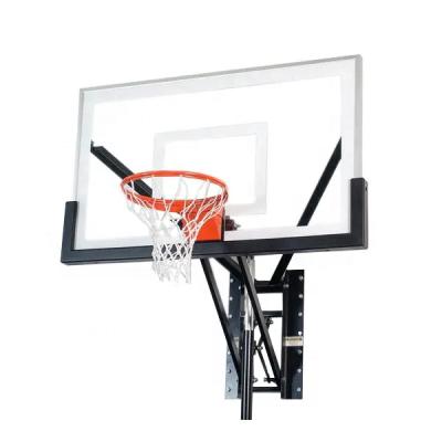 China Basketball Gym Saving Wall Mount Height Indoor Manual Adjustable Ceiling Mounted Basketball Hoop With Spring Triple Ring for sale