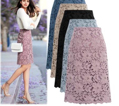 China Summer plus size lace short skirt water-soluble solid flower pattern spring plus size skirts for sale