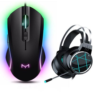 China M520 Ergonomic 3D Adjustable Mouse DPI RGB Backlit Wired Gaming Mouse And Earphone Set for sale