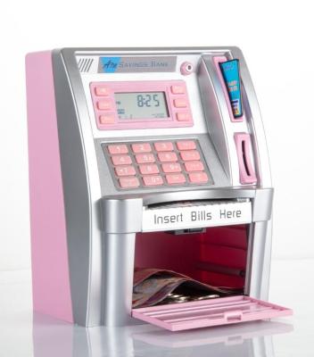 China Kids Gifts Factory Money Counting Coin Identify USA Password Locks Plastic Coins Cash ATM Deposit Money Box Bancomat Position for sale