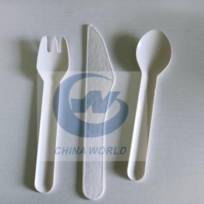 China Disposable Eco-friendly Disposable Paper Cutlery Set Fork Spoon Knife Paper Set for sale