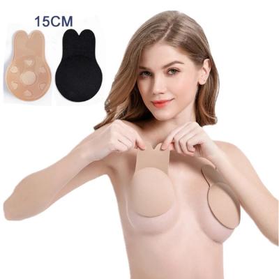 China New Product 15cm Rabbit Ear Silicone Invisible Strapless Nipple Lift Covers QUICK DRY Self Adhesive Push Up Bras for sale