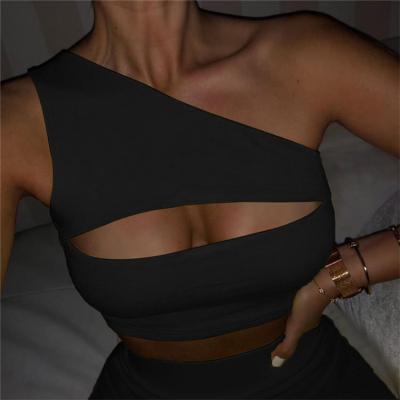 China QUICK DRY Fashion Women Cut Crop Top Sexy Suits For Women One Shoulder Casual Tracksuits For Injection for sale