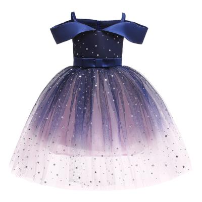 China Breathable European American H Children Wear Aisha Princess Dresses One-shoulder Sequined Catwalk Puffy Dress for sale