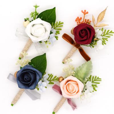 China Wedding.Home.Party.Restaurant.Bar.Hotel Handmade Boutonnieres Artificial Flower Brooch Banquet Corsage With Groom Flower For Wedding for sale