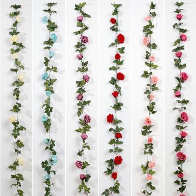 China Home.Party.Restaurant.Bar.Hotel.Wedding Chanta velvet rose garland roses flowers vines rose garland artificial flower for wedding Table runner for sale