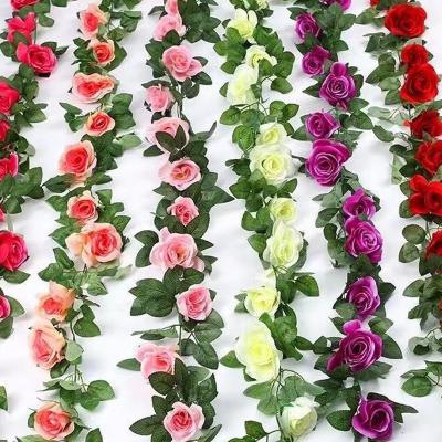 China Home.Party.Restaurant.Bar.Hotel.Wedding Artificial Flower 2.5m Artificial Silk Flower Rose Garland for Garden for sale