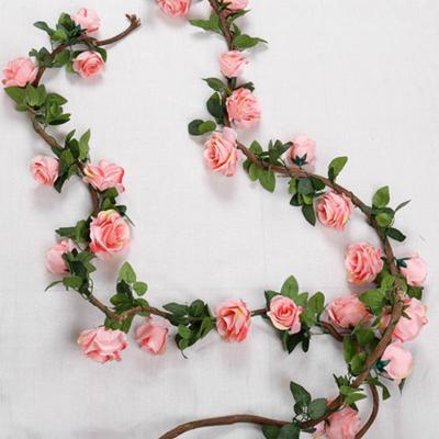 China Wholesale Home.Party.Restaurant.Bar.Hotel.Wedding Rose Vine Artificial Rose Garland Rose Flower For Hotel Wedding Party Home Garden Decoration for sale