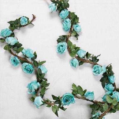 China Home.Party.Restaurant.Bar.Hotel.Wedding Artificial Silk Rose Garland Flower Plants White Artificial Rose Garland Flower For Kitchen Home Wall Floral Decor for sale