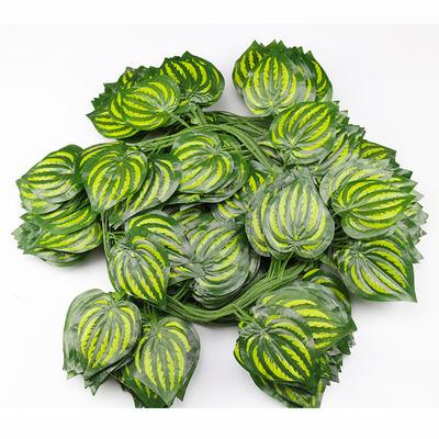 China Touch 81 Watermelon Leaf Natural Vertical Green Wall Decoration Artificial Fern Grass Plant Decor for sale