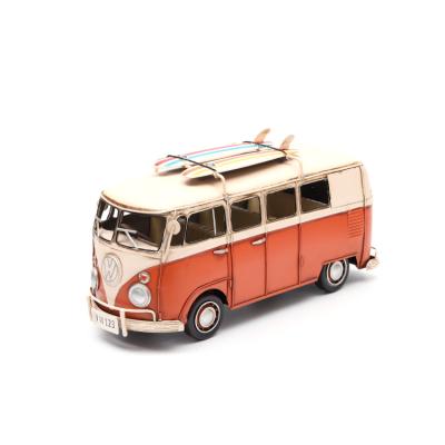 China Vintage Decoration Eco-friendly Collectible Handmade Model Car Diecast School Toy Bus For Kids for sale