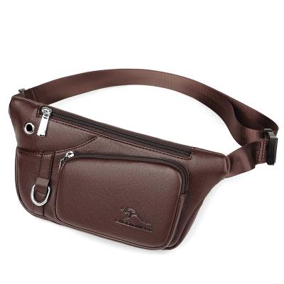 China Custom High Quality Multi Pocket Water Proof Zipper PU Leather Waist Bag For Men Waterproof Waist Pack Belt Bag for sale