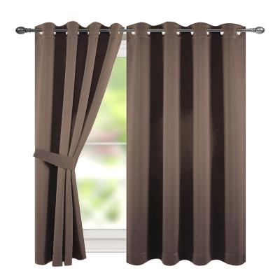 China Blackout TEXPLUS 2 Panels Solid Color Blackout High Top Shading Curtain For Bedroom (Coffee Brown, 52Wx63L Inches) for sale