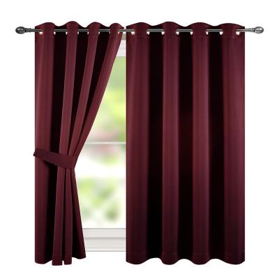 China Blackout TEXPLUS 2 Panels Solid Color Blackout High Shading Top Curtains For Bedroom (Burgundy Red, 52Wx63L Inches) for sale