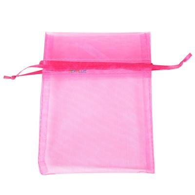 China Shopping Rose Color 100% Polyester Organza Gift Bags Size 4x5