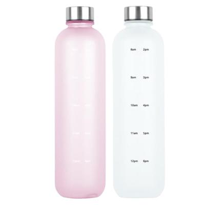 China 1000ml viable best seller water bottle with time marker 1 liter motivational reusable water bottles with drinking times for sale