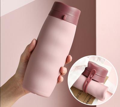 China New Viable Sport Silicone Drink Bottle 600ML Collapsible Water Bottles With Custom Logo for sale