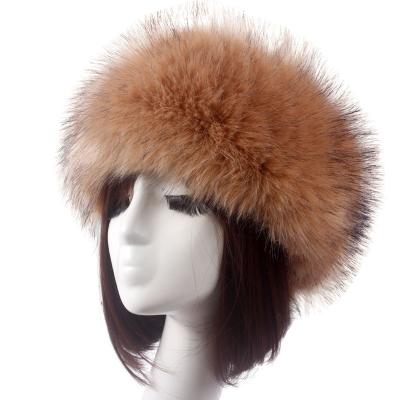 China Hot Sale Striped Women's Winter Faux Fur Headband Blank Elastic Top Hats for sale