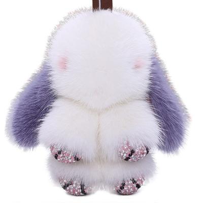 China Factory direct good quality soft and cute stuffed plush toy rabbit doll with CustomizationReal mink fur ball for sale