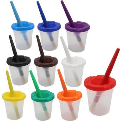 China Wholesale 10 Colors Paint Kids Paint Brush Cleaner Jar Set Stiffen Brush Wash Cup For Art Supplies for sale