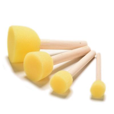 China Paint Tools 4 Pieces Sponge Children DIY Graffiti Paint Brush Handle Wooden DIY Art Kids Children Painting Tools Painting Toy for sale