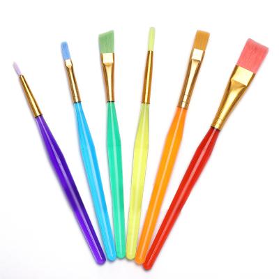 China Wholesale Supply 6PCS Kids DIY Plastic Handle Paint Brush Set for sale