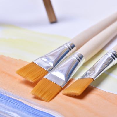 China Cosmetic Brush with Natural Wooden Handle Artist Brush for Oil and Water Color Painting for sale