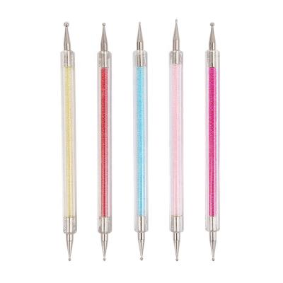 China Nail Tools 4 Types Acrylic Nail Art Design Dotting Pen Brush With Two Tips Clay Sculpture Tools for sale