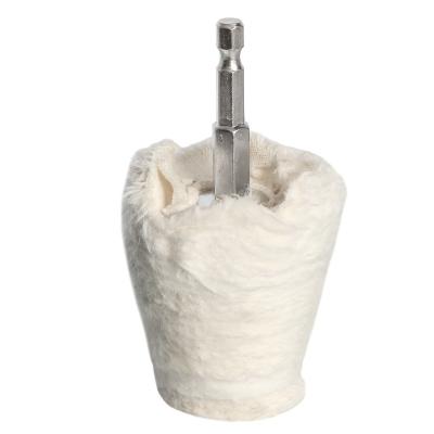 China 50mm White Abrasive Cotton Polishing Wheel Kit High Efficiency Cone Type Polishing Wheel For Drill for sale