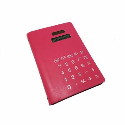 China Printed Customizable Blank Reel Notebook Office PU Material Cheap Notebook With 8 Digit Display Solar Calculator for sale