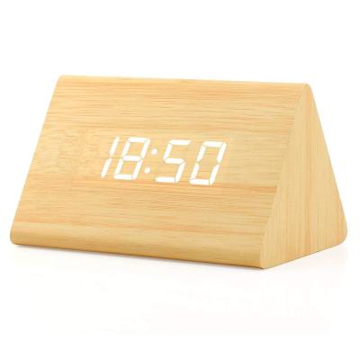 China Class 2021 New Design Cheap Amazon Hot Selling USB Charging LED Alarm Clock Digital Wooden Desktop Desk For Home Decor for sale