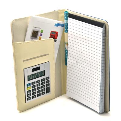 China Printed Cheap Business Travel Notepad Organizer With 8 Digits Portable Notebook PU+PVC Material Calculator for sale