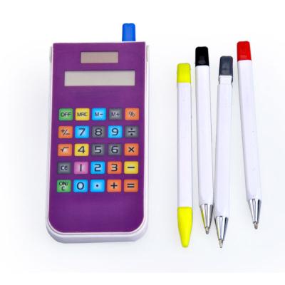 China Universal Purpose Calculator Large Screen Plastic Kids Love 8 Digit Pencil Case Solar Powered Pencil Case With Calculator For Student for sale