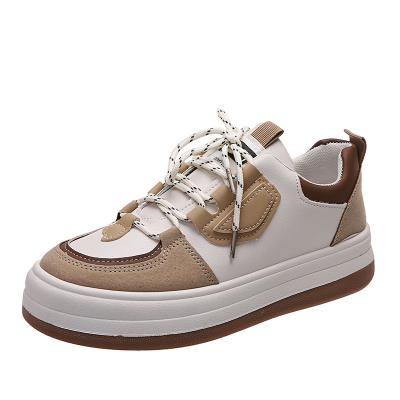 China Fashion trend HLow top panel shoes women's 2022 fall and winter lace up color blocking casual sneakers for sale