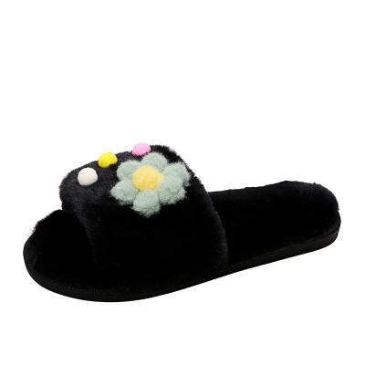 China Fashion Lovely Home Women's Fur Slippers Hairy Sandals With Colorful Slippers Home Shoes for sale