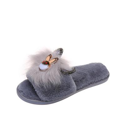 China High Quality Comfortable Indoor Plush Furry Ladies Slippers Casual Home Slippers For Women for sale