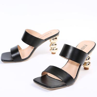 China 2022 Fashion Trend Sizes Summer Cute Big High Heel Women Shoes Leather Sandals for sale