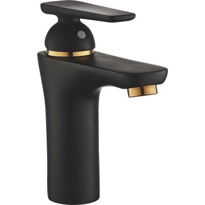 China BOOU Faucets Bathroom Hotel Standard Black Luxury Matte Brass Metered Deck Mount Single Handle Basin Faucet Mixer for sale