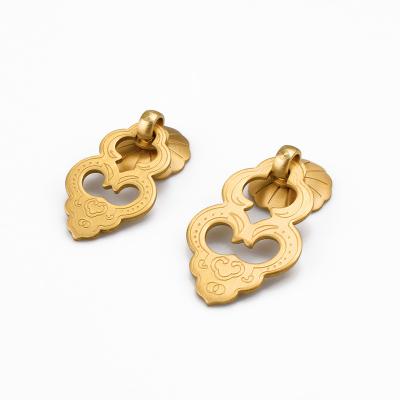 China EUROPEAN Guangdong Factory Decorative Cut Brass Furniture Drop Handle Pattern Pull For Drawer And Door for sale