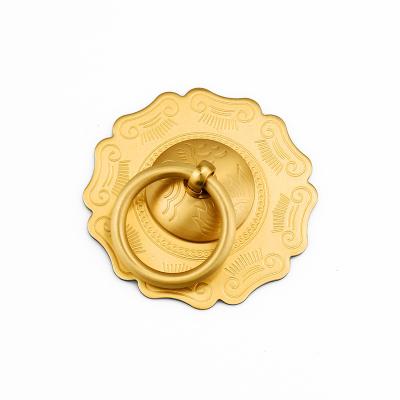 China Chinese Style Door Handle Furniture Hardware Accessories Handle Antique Brass Residential Fancy Ring Door Knocker Pattern Pull for sale