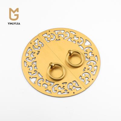 China EUROPEAN Guangdong Factory Lacquered Drop Handle Pattern Decorative Semi Circle Polish Carving Brass Pull For Furniture for sale