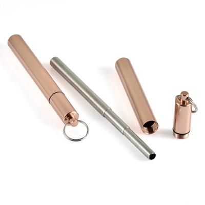 China Portable Reusable Water Travel Folding Straw Stainless Steel Pipe Round Telescopic for sale