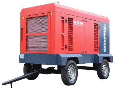 China Lubricated Mobile Screw Air Compressor Diesel Four Wheels Screw Air Compressor for Drilling Rig Machine and Mine for sale